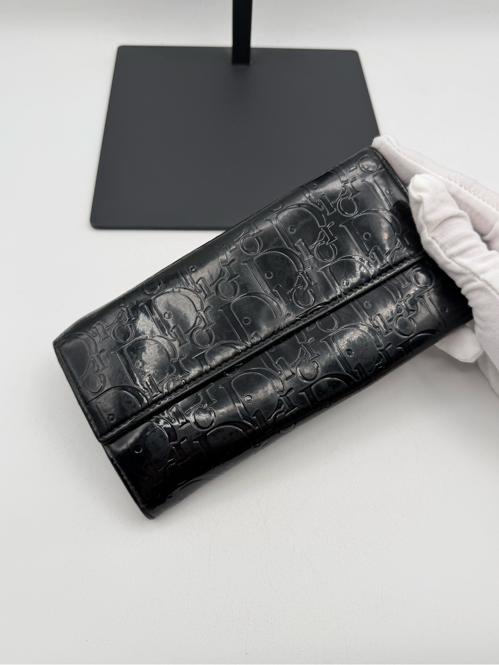 Dior Patent Leather Monogram Wallet